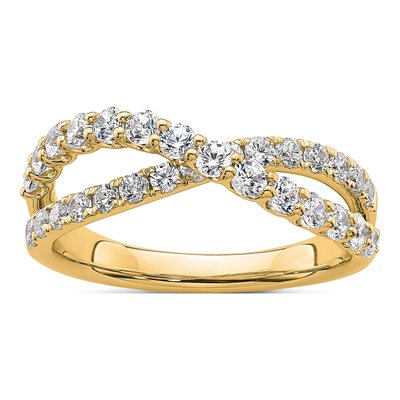 14K Yellow Gold 1 ct tw Lab-Grown Diamond Crisscross Ring