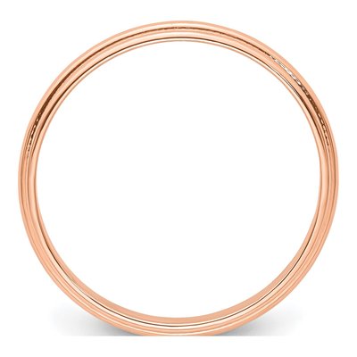 14K Rose Gold 3mm Domed Milgrain Wedding Band – view 4