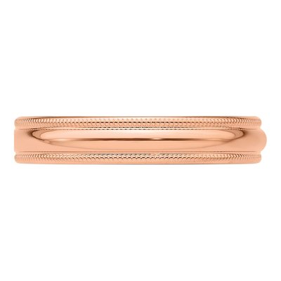 14K Rose Gold 4mm Domed Milgrain Wedding Band – view 5