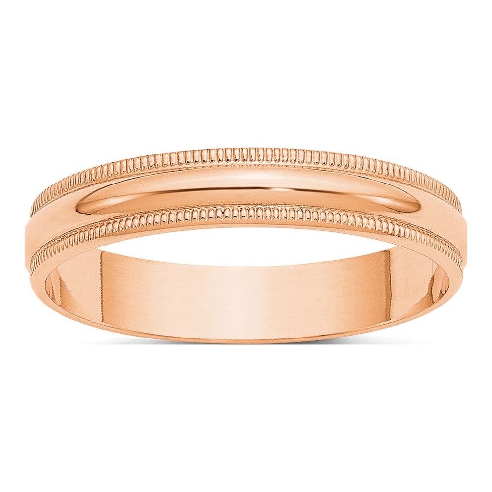 14K Rose Gold 4mm Domed Milgrain Wedding Band