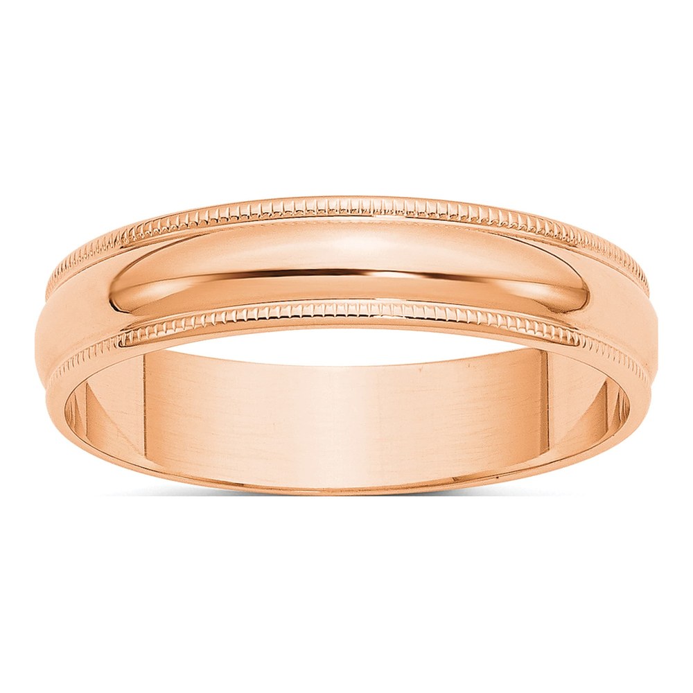 14K Rose Gold 5mm Domed Milgrain Wedding Band