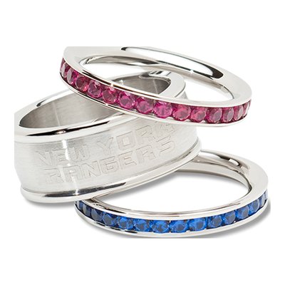 New York Rangers Crystal Stacked Ring Set, Size 6