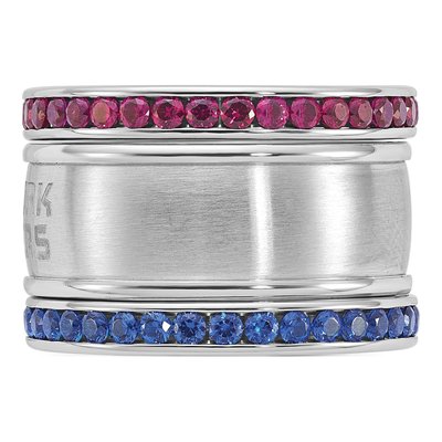 NY Rangers Crystal Stainless Steel Stacked Ring Set – view 3