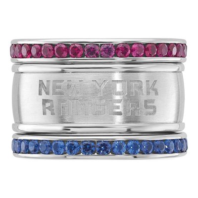 NY Rangers Crystal Stainless Steel Stacked Ring Set – view 4