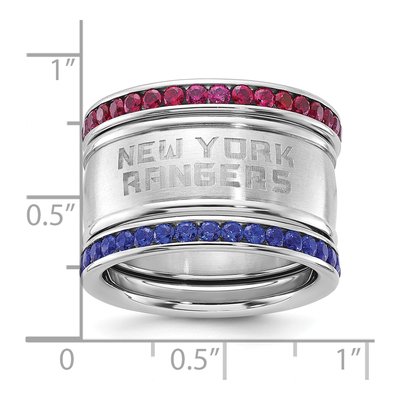 NY Rangers Crystal Stainless Steel Stacked Ring Set – view 5