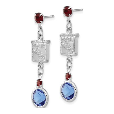 New York Rangers Brass Crystal NY Dangle Earrings – view 2