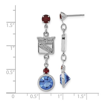 New York Rangers Brass Crystal NY Dangle Earrings – view 3