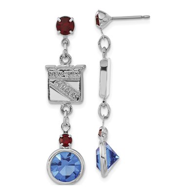 New York Rangers Brass Crystal NY Dangle Earrings