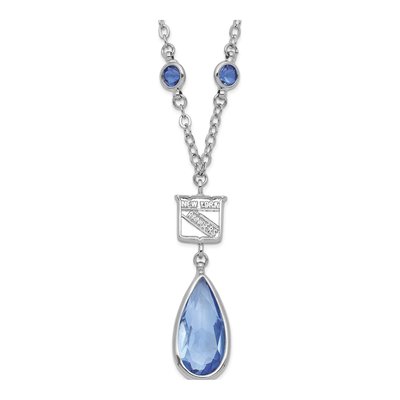 New York Rangers Brass Crystal NY Necklace