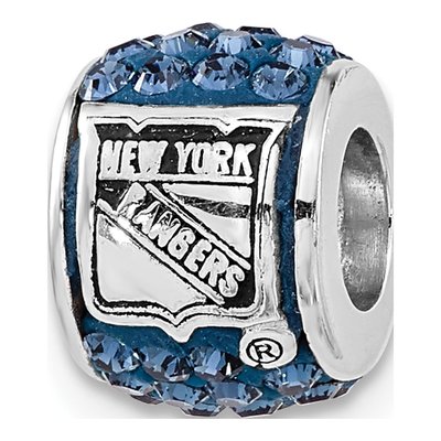 New York Rangers Sterling Silver NY Crystal Bead