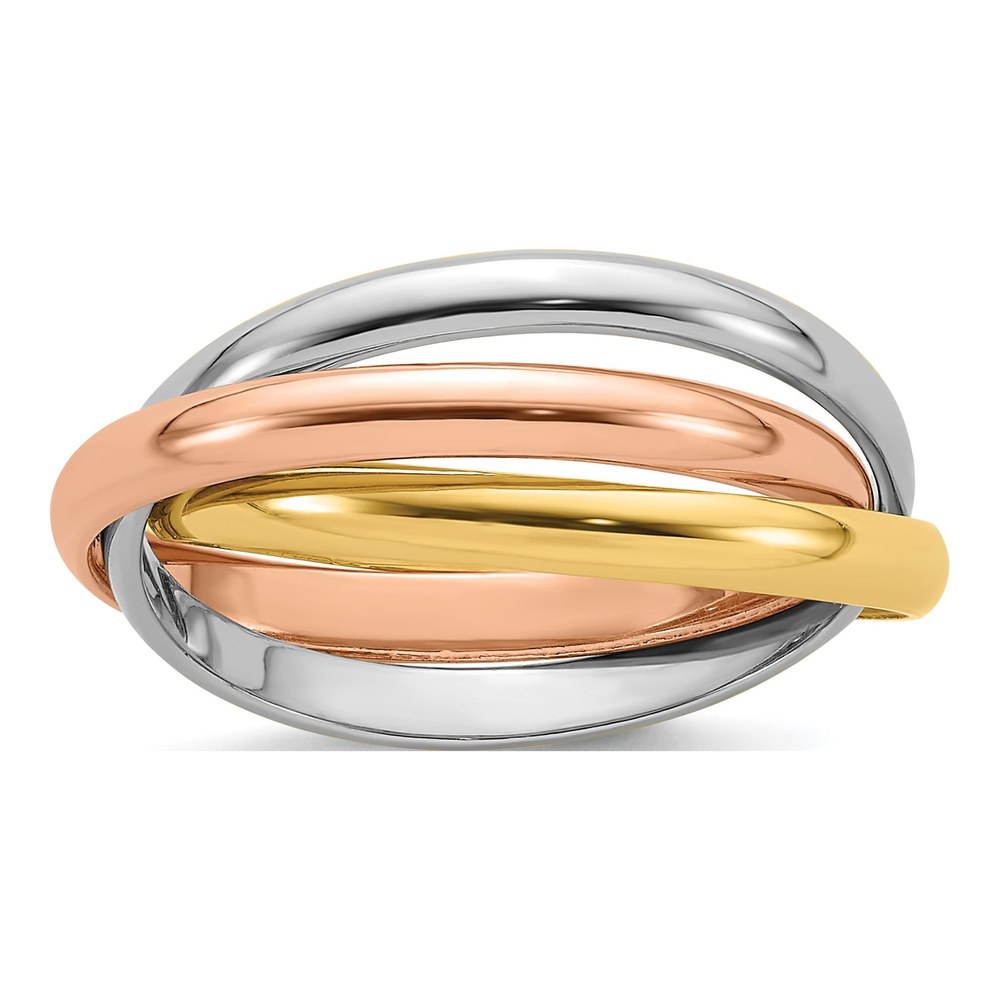 14K Tri-Color Polished Rolling Ring Size 3
