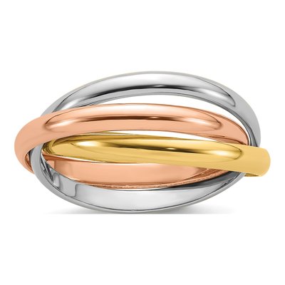 14K Tri-Color Gold 6mm Rolling Wedding Band