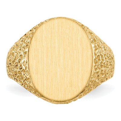Men's 14K Yellow Gold Oval Nugget Signet Ring – view 4