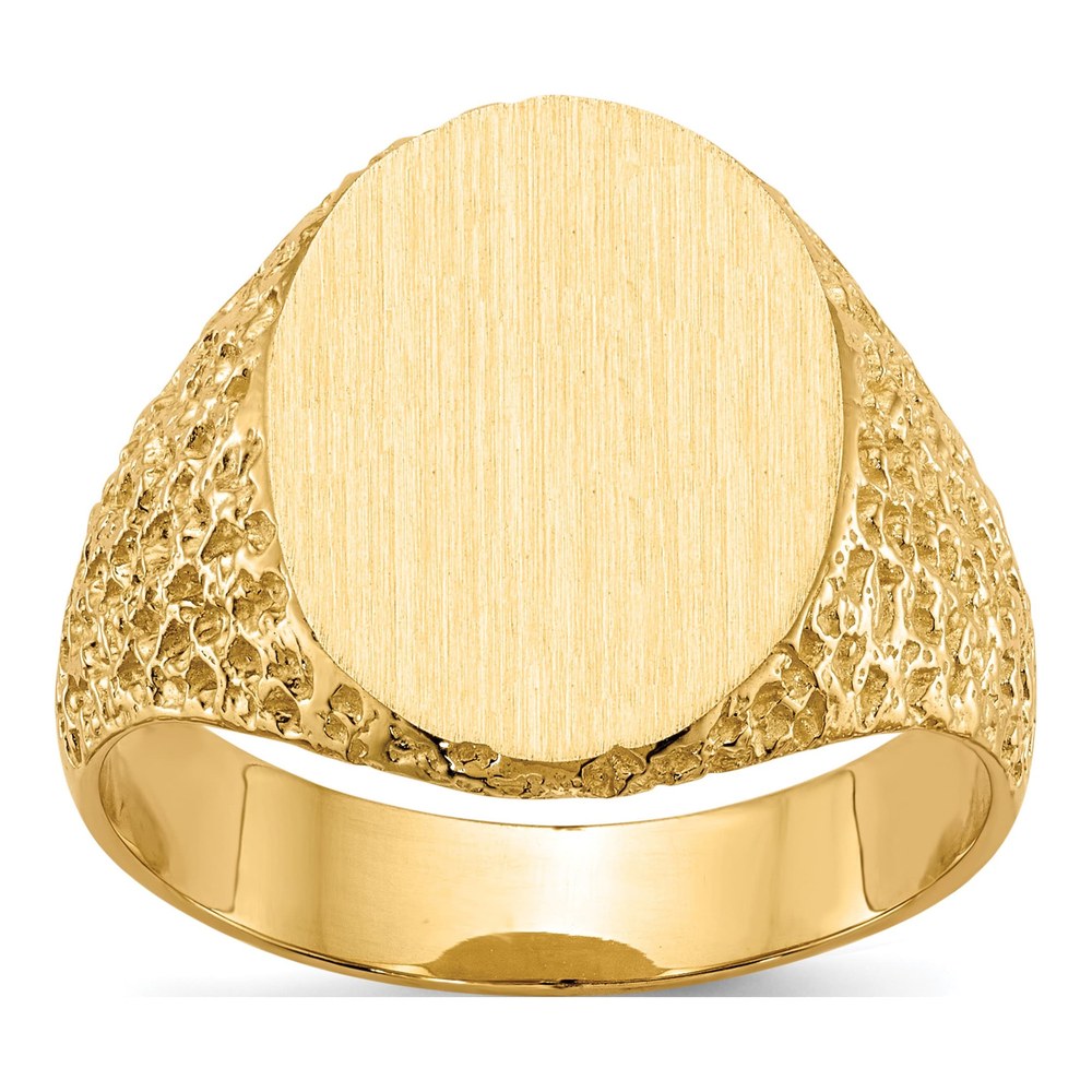 Men's 14K Yellow Gold Oval Nugget Signet Ring