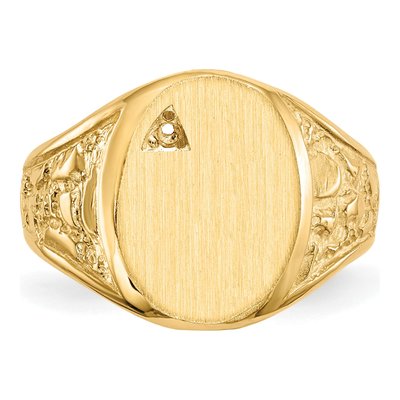 Men's 14K Yellow Gold Nugget Signet Ring Mounting – view 4