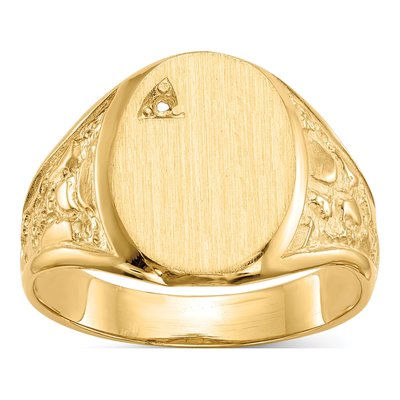 Men's 14K Yellow Gold Nugget Signet Ring Mounting