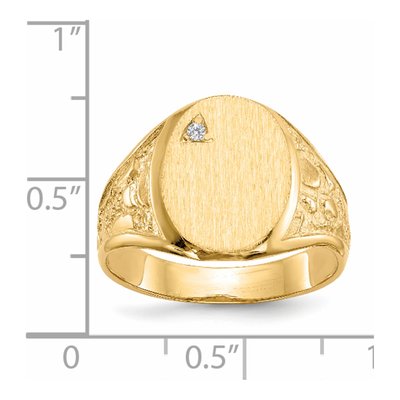 Men's 14K Yellow Gold Diamond Nugget Signet Ring – view 4