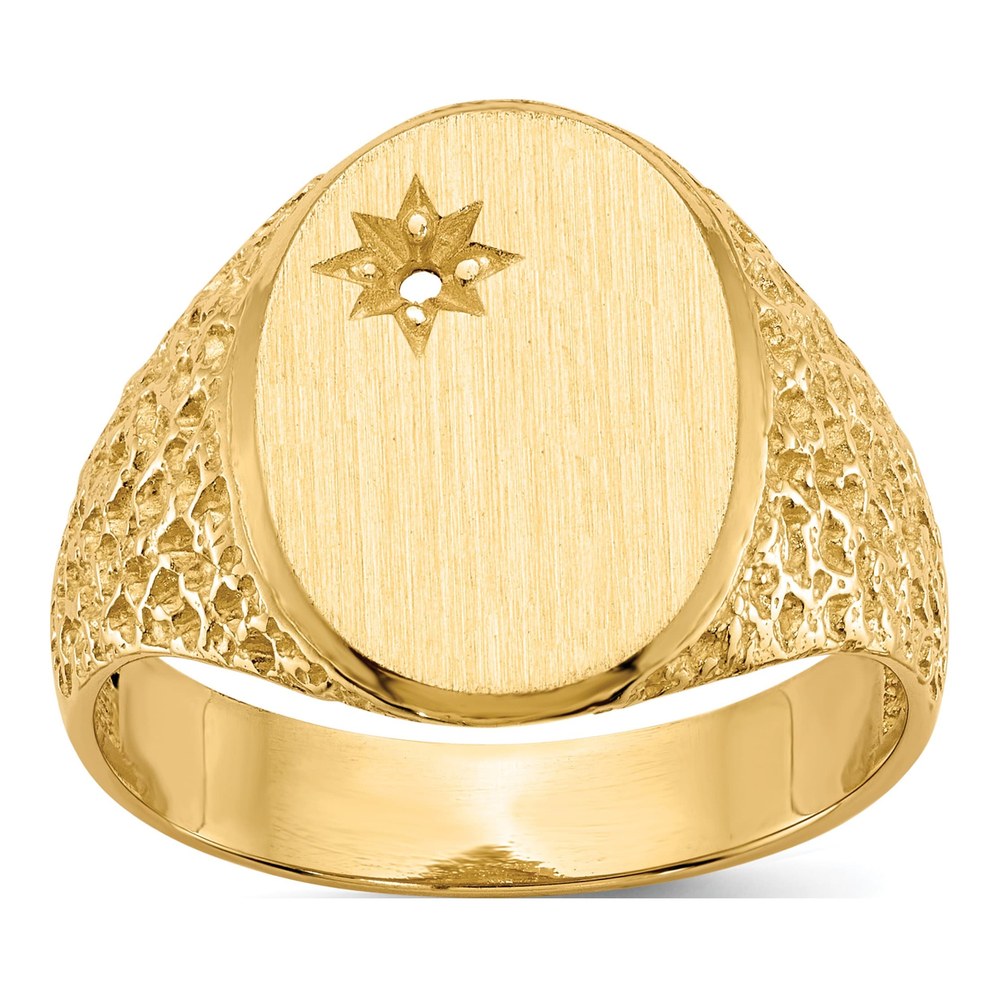 Men's 14K Yellow Gold Oval Signet Ring Mounting