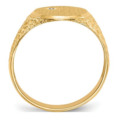 Men's 14K Yellow Gold 1/20 ct tw Diamond Nugget Signet Ring – view 2