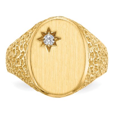 Men's 14K Yellow Gold 1/20 ct tw Diamond Nugget Signet Ring – view 3