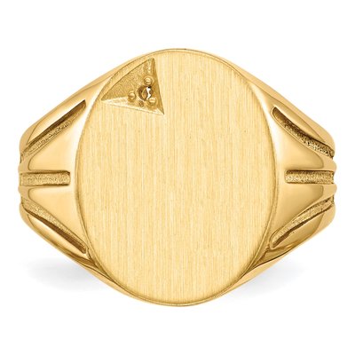 Men's 14K Yellow Gold Oval Signet Ring Mounting – view 4