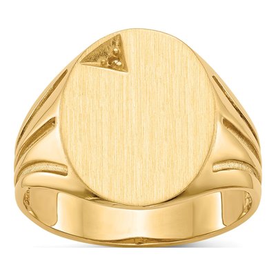 Men's 14K Yellow Gold Oval Signet Ring Mounting