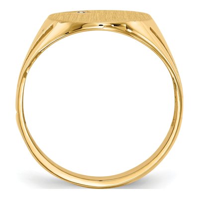 Men's 14K Yellow Gold Diamond Oval Signet Ring – view 2