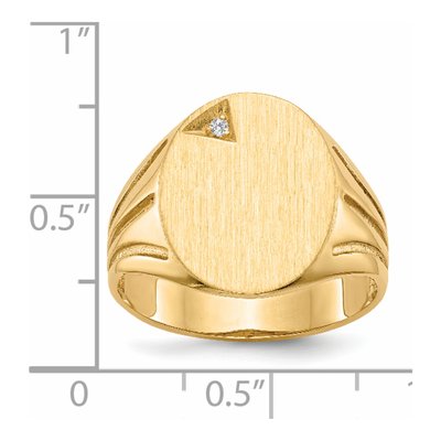 Men's 14K Yellow Gold Diamond Oval Signet Ring – view 4
