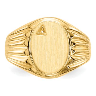 Men's 14K Yellow Gold Oval Signet Ring Mounting – view 4