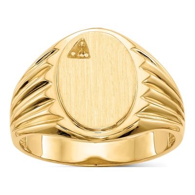 Men's 14K Yellow Gold Oval Signet Ring Mounting