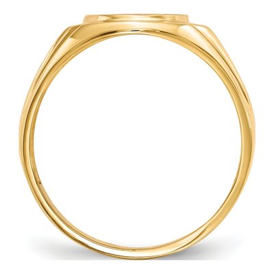 Men's 14K Yellow Gold Diamond Oval Signet Ring – view 2