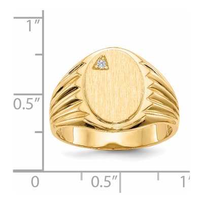 Men's 14K Yellow Gold Diamond Oval Signet Ring – view 4
