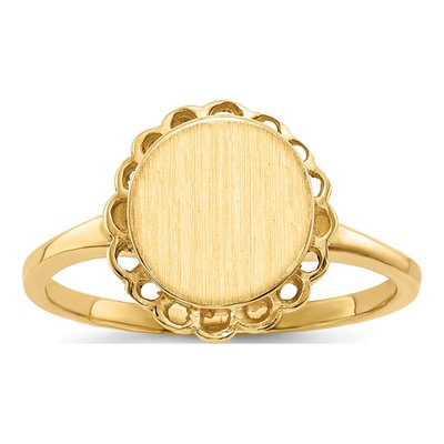 14K Yellow Gold Oval Signet Ring