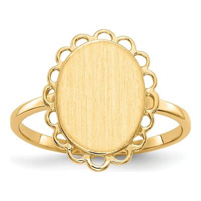 14K Yellow Gold Oval Signet Ring