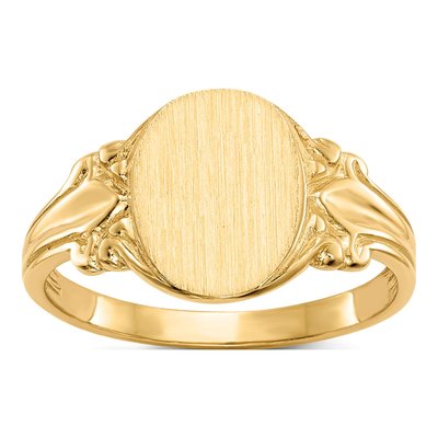 14K Yellow Gold Oval Signet Ring