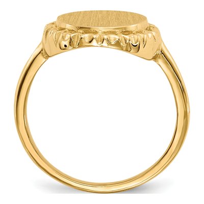 14K Yellow Gold Open Back Filigree Signet Ring – view 3