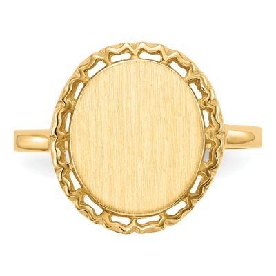 14K Yellow Gold Open Back Filigree Signet Ring – view 5