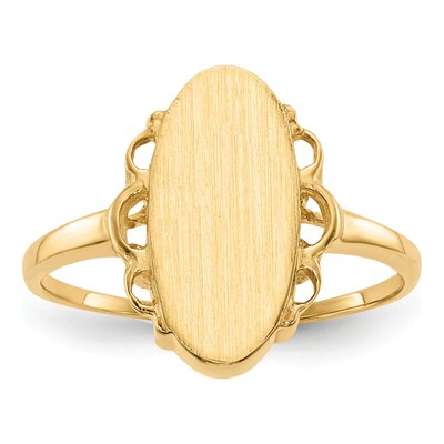 14K Yellow Gold Oval Signet Ring