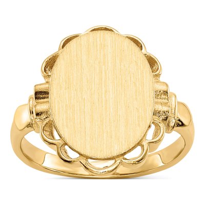 14K Yellow Gold Oval Signet Ring