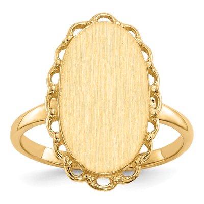 14K Yellow Gold Oval Signet Ring