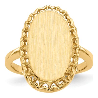 14K Yellow Gold Oval Signet Ring