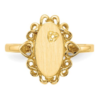 14K Yellow Gold Oval Signet Ring Mounting – view 4
