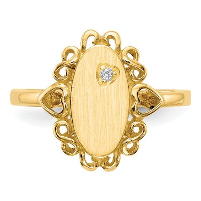 14K Yellow Gold Diamond Oval Signet Ring – view 4