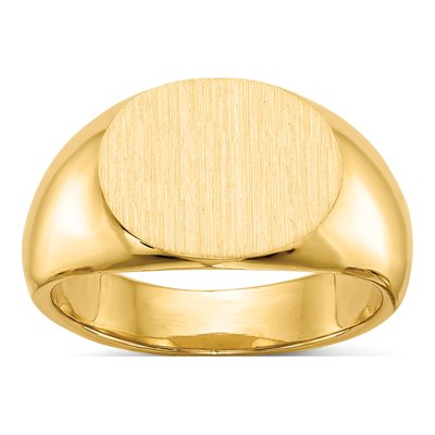 14K Yellow Gold Oval Signet Ring