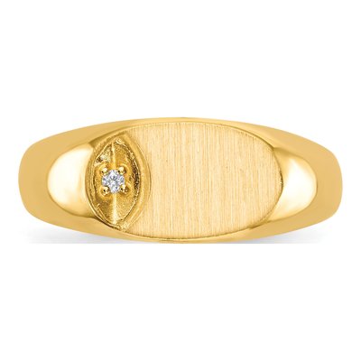 14K Yellow Gold Diamond Oval Signet Ring – view 5