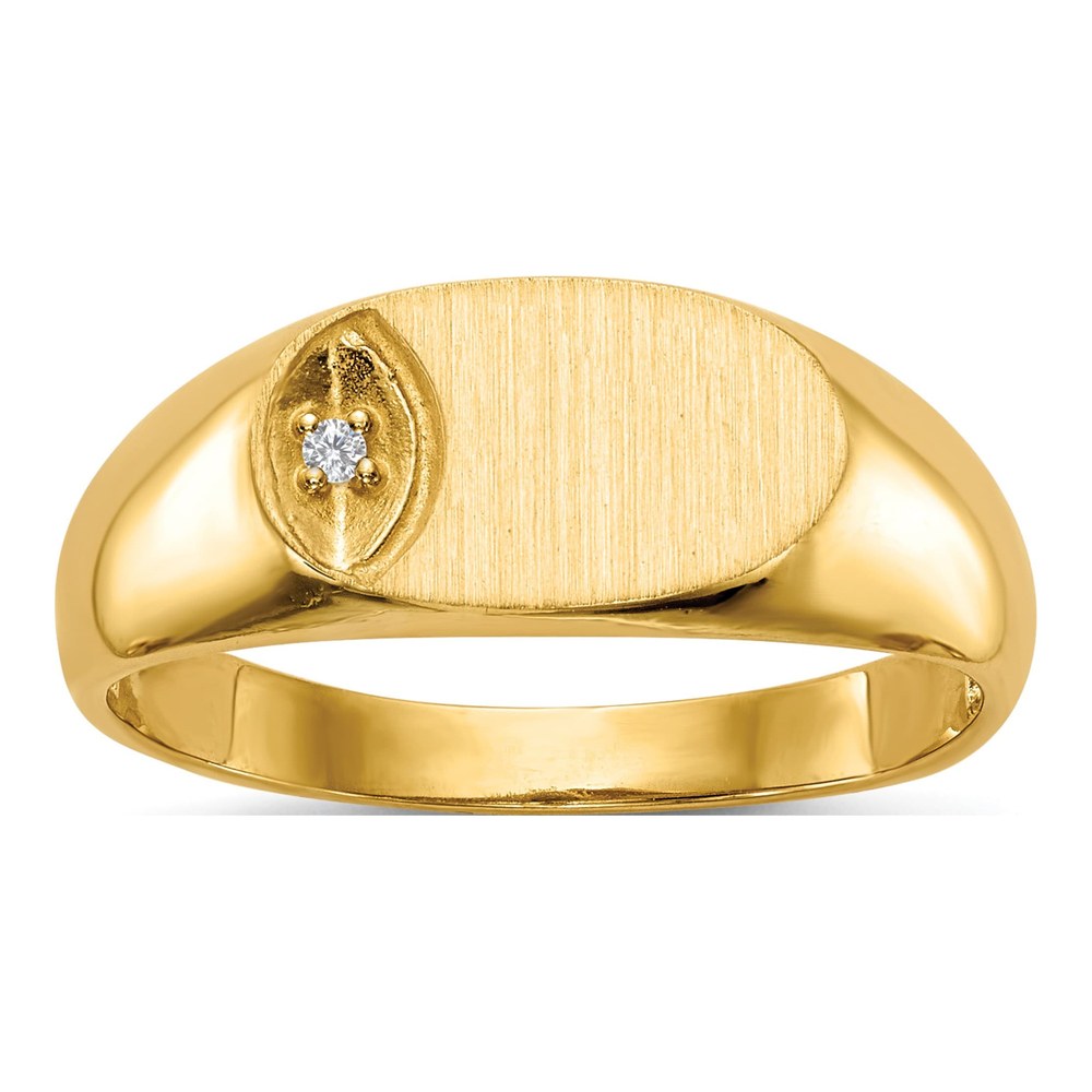 14K Yellow Gold Diamond Oval Signet Ring