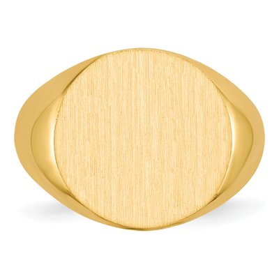 Men's 14K Yellow Gold Round Signet Ring – view 5