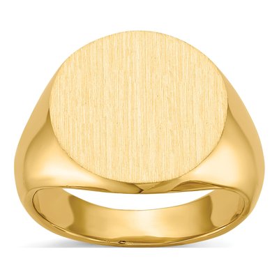 Men's 14K Yellow Gold Round Signet Ring