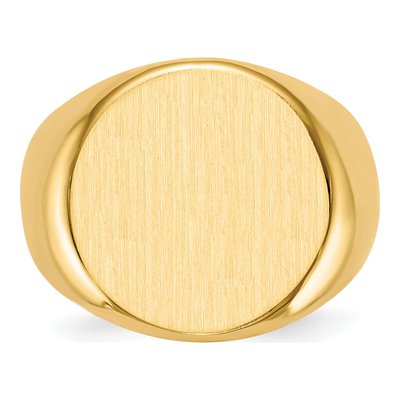 Men's 14K Yellow Gold Round Signet Ring – view 5