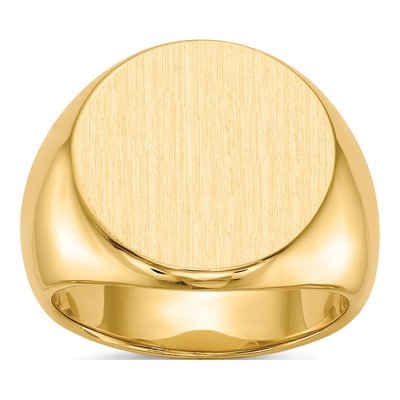 Men's 14K Yellow Gold Round Signet Ring